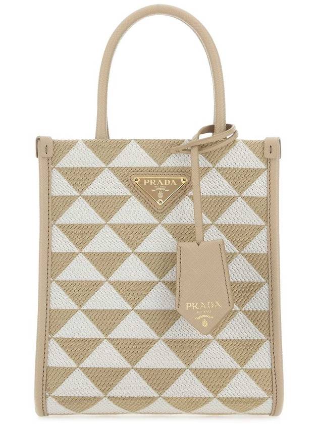 Symbol Embroidery Fabric Mini Bag Beige Chalk - PRADA - BALAAN 2