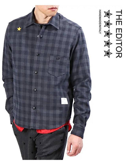 Men's Check Pocket Long Sleeve Shirt Grey - THE EDITOR - BALAAN 2