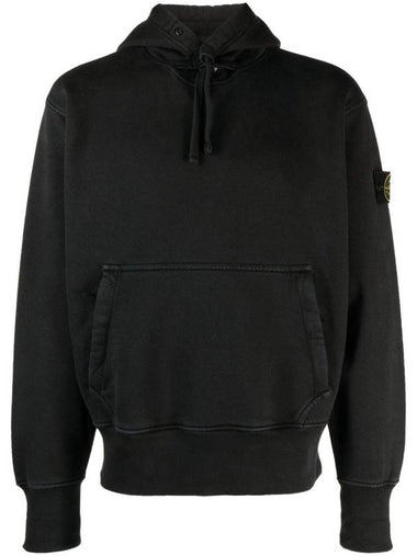 Men's Oversized Cotton Hoodie Black - STONE ISLAND - BALAAN 1