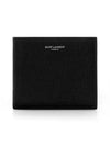 Classic Logo Textured Leather Half Wallet Black - SAINT LAURENT - BALAAN 2