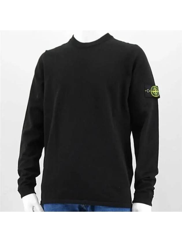 Raw Hand Cotton Crewneck Knit Top Black - STONE ISLAND - BALAAN 4