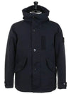 Men's Patch Hooded Jacket Blue - STONE ISLAND - BALAAN.