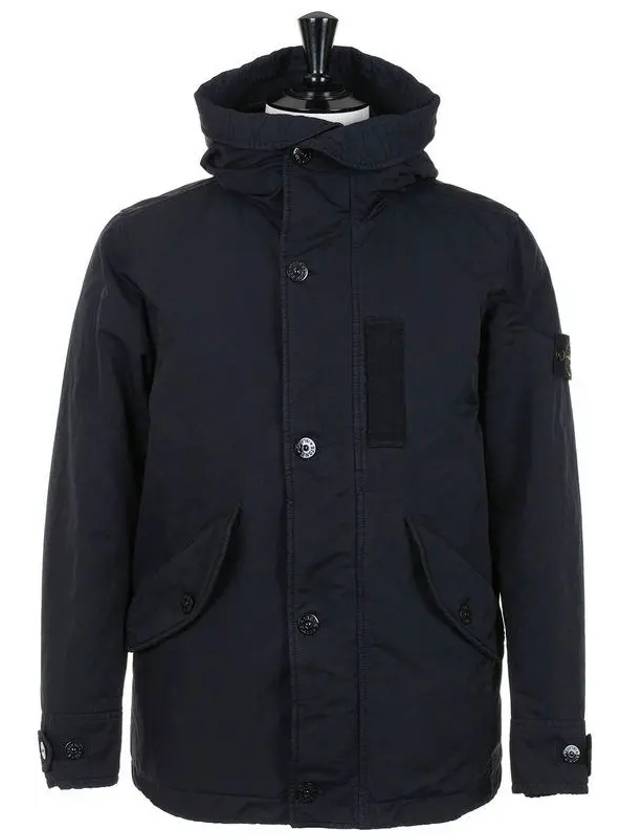 Men's Patch Hooded Jacket Blue - STONE ISLAND - BALAAN.