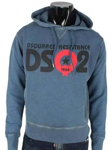 Dsquared Men's Logo Print Vintage Hooded Sweatshirt 74GP0336 078 - DSQUARED2 - BALAAN 1