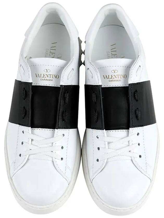 Men's Hidden Open Band Low Top Sneakers White Black - VALENTINO - BALAAN 4