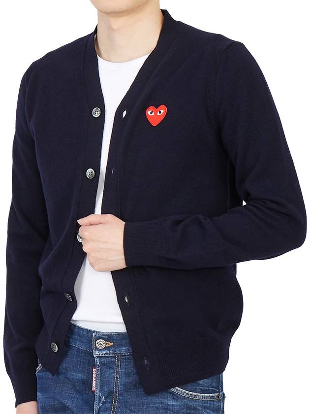 Play Red Waffen V-neck Cardigan Navy - COMME DES GARCONS - BALAAN 6