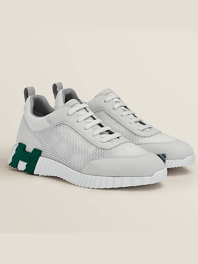 Men's Bouncing Sneakers White Mesh H Green Gray Logo - HERMES - BALAAN 8