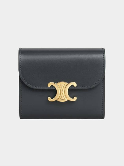 Shiny Triomphe Small Calfskin Half Wallet Slate Grey - CELINE - BALAAN 2