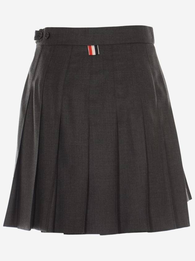 RMB Wool Mini Pleated Skirt Dark Grey - THOM BROWNE - BALAAN 3