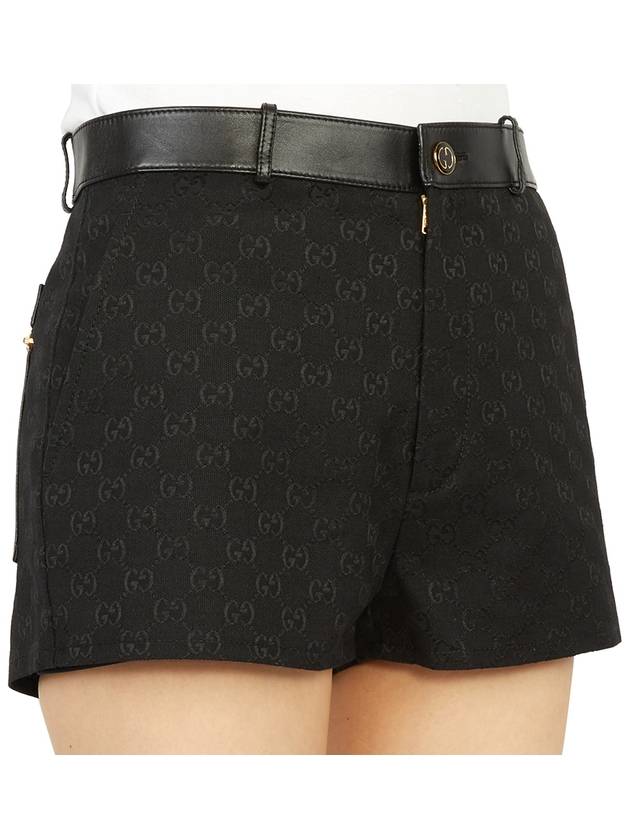 high rise monogram canvas leather shorts black - GUCCI - BALAAN.