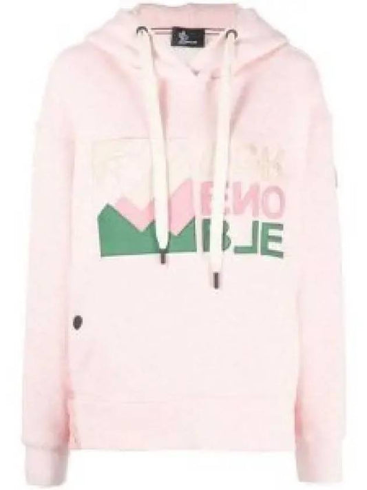 8G00019 899RH 51D Mountain Logo Women s Hooded Sweatshirt Pink 1206556 - MONCLER - BALAAN 1