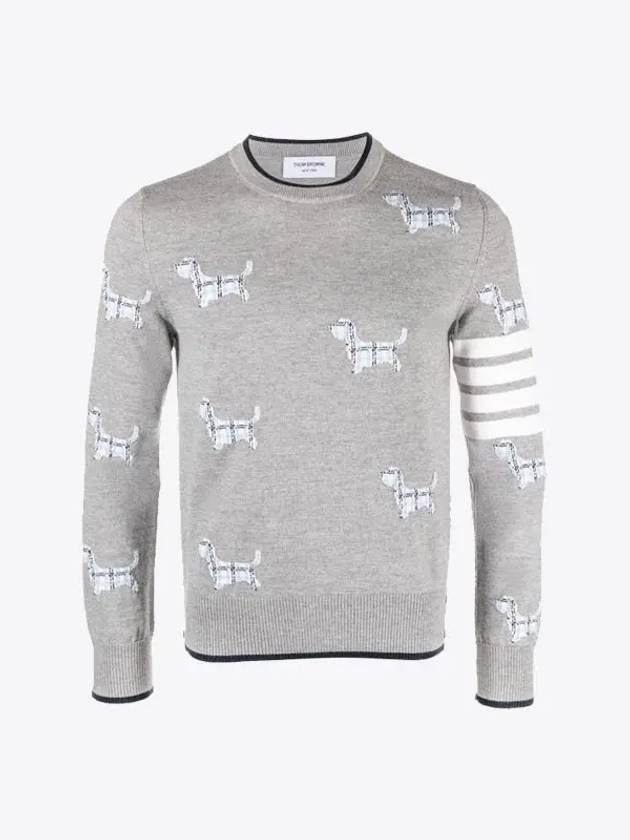 Hector Intarsia Crew Neck Knit Top Grey - THOM BROWNE - BALAAN 2