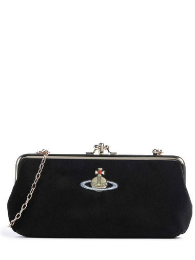 Velvet Frame Clutch Bag Black - VIVIENNE WESTWOOD - BALAAN 1