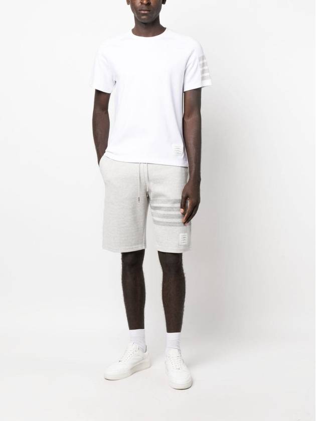 4-Bar Striped Cotton Short Sleeve T-Shirt White - THOM BROWNE - BALAAN 3