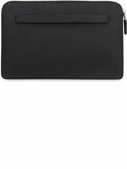 Triangle Logo Saffiano Leather Clutch Bag Black - PRADA - BALAAN 2