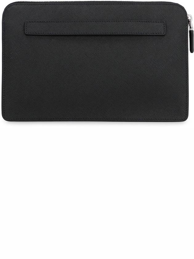 Triangle Logo Saffiano Leather Clutch Bag Black - PRADA - BALAAN 3