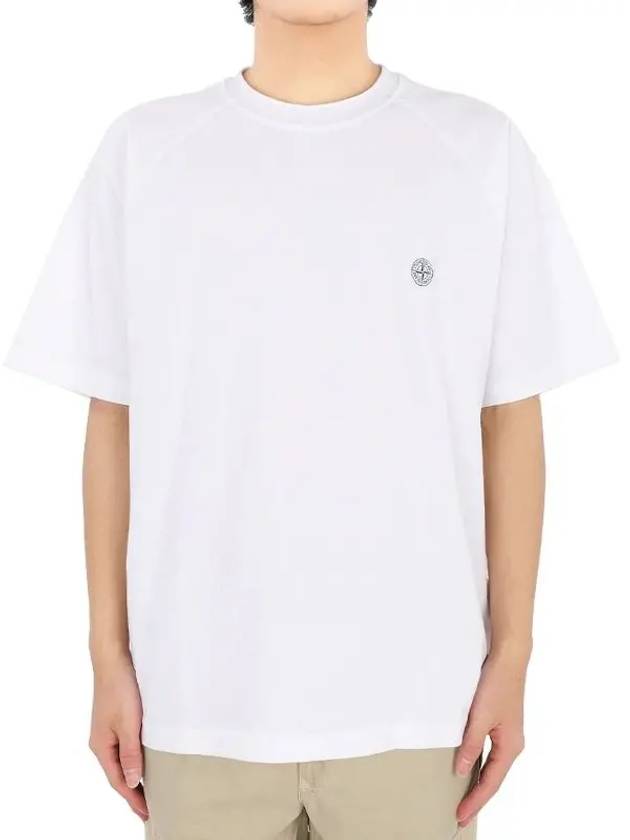 Compass Patch Regular Fit Cotton Short Sleeve T-Shirt White - STONE ISLAND - BALAAN 3