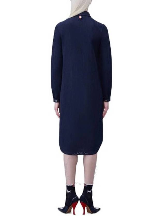 Cotton Shirt Mini Dress Navy - THOM BROWNE - BALAAN 4