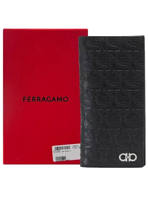 Gancini Monogram Long Wallet Black - SALVATORE FERRAGAMO - BALAAN 6