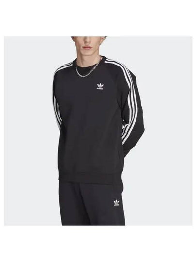 3 Stripes Crewneck Logo Print Sweatshirt Black - ADIDAS - BALAAN 2