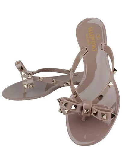 Women's Rockstud Flip Flops Beige - VALENTINO - BALAAN 2