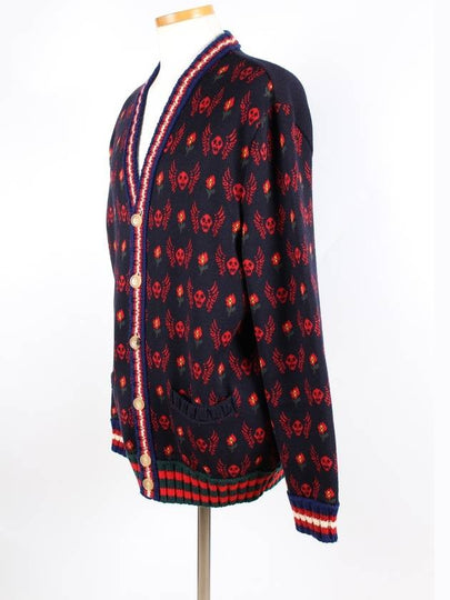 Skull and Flower Jacquard Cardigan - GUCCI - BALAAN 2