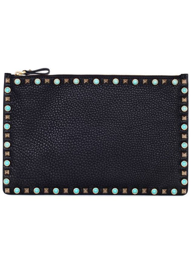 Rockstud Rolling ClutchLW2P0269VQ1 0NO Black - VALENTINO - BALAAN 1