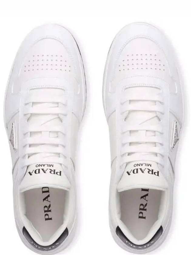 Downtown Triagle Logo Leather Low Top Sneakers White - PRADA - BALAAN 6