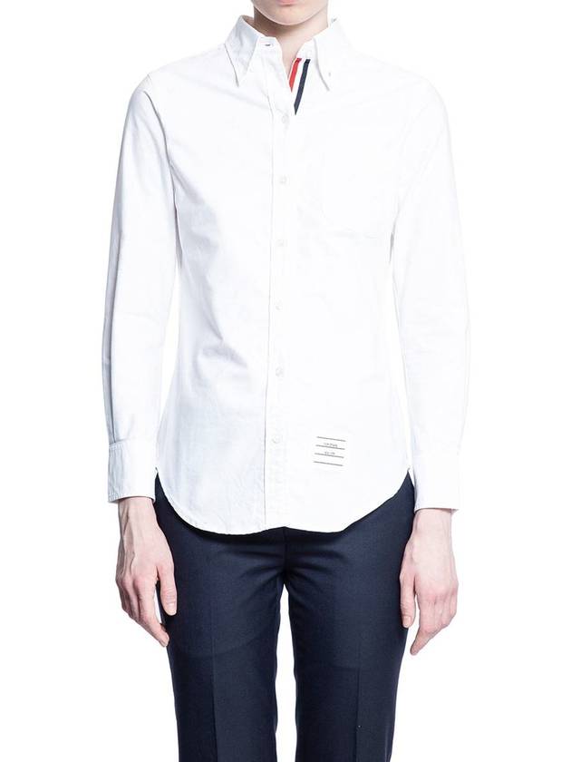 Women's Hidden Three Stripes Oxford Classic Shirt White - THOM BROWNE - BALAAN 2