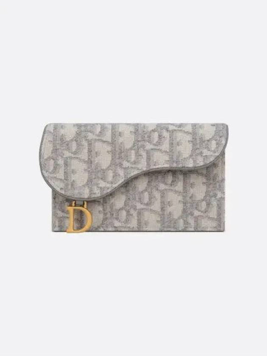 Oblique Jacquard Saddle Flap Compact Zipper Card Wallet Grey - DIOR - BALAAN 2