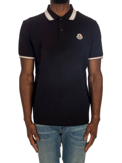 Logo Patch Polo Shirt Black - MONCLER - BALAAN 2