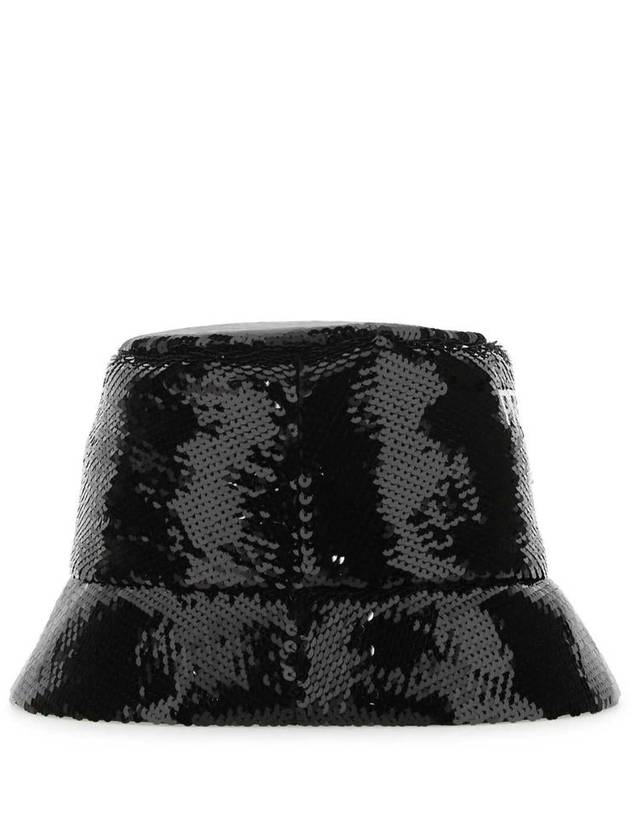 Logo Sequin Bucket Hat Black - PRADA - BALAAN 3