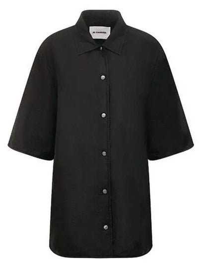 Women's Snap Button Pocket Short Sleeve Shirt Black - JIL SANDER - BALAAN 2