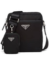 Triangle Logo Re-Nylon Saffiano Leather Cross Bag Black - PRADA - BALAAN 3