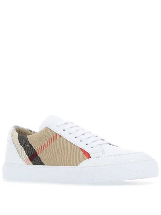 House Check Leather Sneakers Optic White - BURBERRY - BALAAN 3