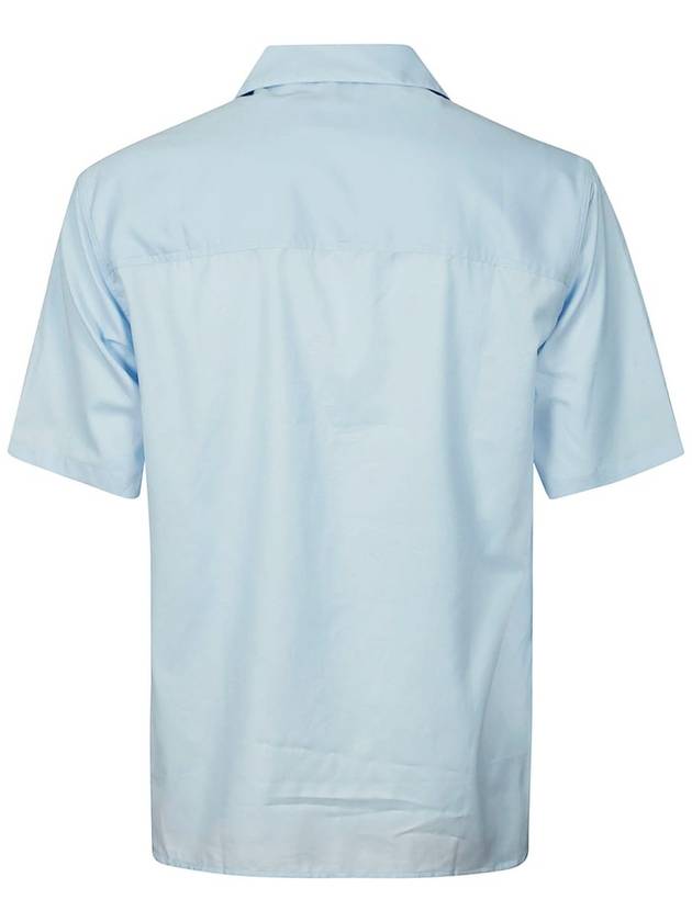 Camp Collar Pocket Cotton Short Sleeve Shirt Sky Blue - AMI - BALAAN 5