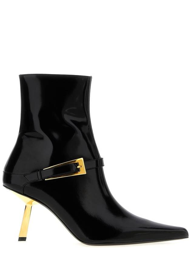 Lee Glazed Leather Ankle Boots Black - SAINT LAURENT - BALAAN 2