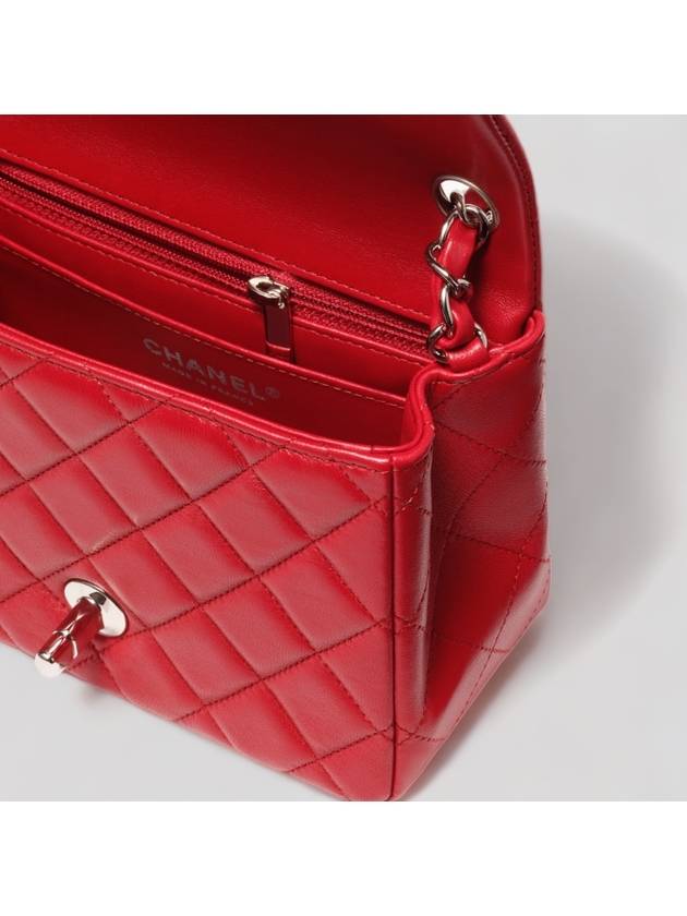 Classic Flap Bag Red Lambskin Champagne Gold A35200 - CHANEL - BALAAN 4