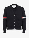 Milano Stitch Sprite Armband Cotton V-neck Cardigan Navy - THOM BROWNE - BALAAN 2