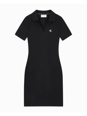 JEANS Women s Black Polo Collar Lip Dress J223724 BEH - CALVIN KLEIN - BALAAN 1