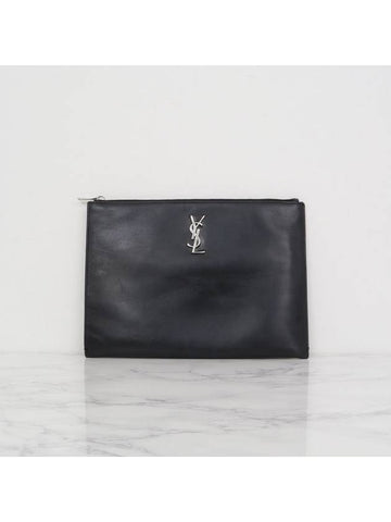 YSL Monogram Tablet Black Clutch Bag 453249 0SX0E 1000 - SAINT LAURENT - BALAAN 1