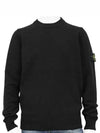 Logo Patch Lambswool Crewneck Knit Top Black - STONE ISLAND - BALAAN 2