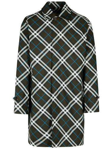 Burberry 'Check' Green Polyester Trench Coat - BURBERRY - BALAAN 1