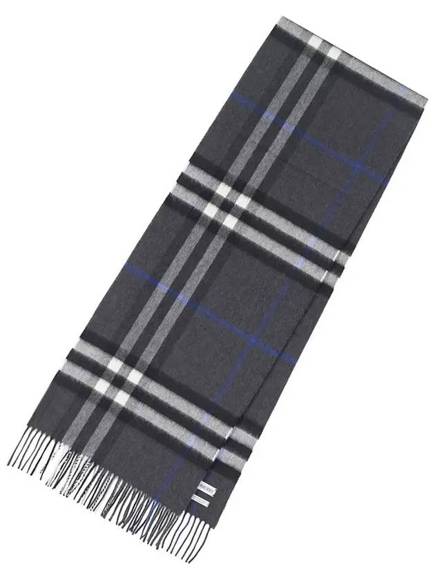 Check Print Fringe Cashmere Scarf Grey - BURBERRY - BALAAN 3