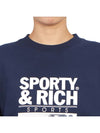 Motion Club Crew Neck Cotton Sweatshirt Navy - SPORTY & RICH - BALAAN 6