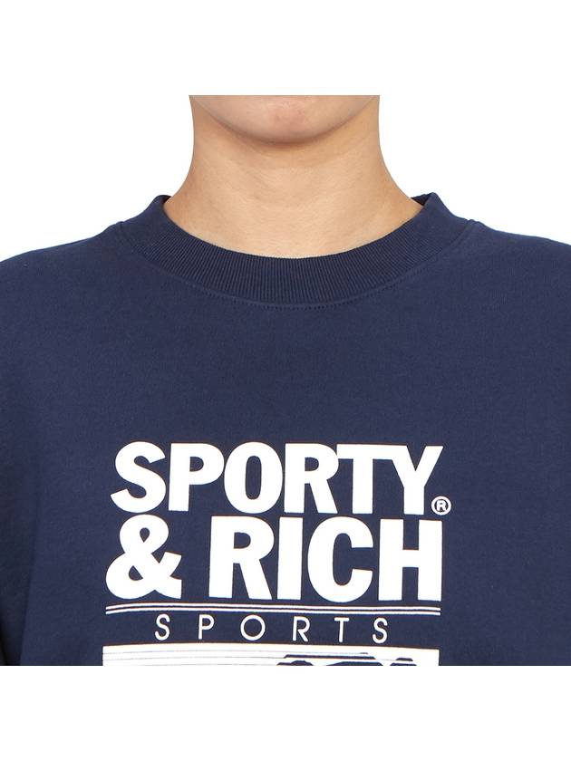 Motion Club Crew Neck Cotton Sweatshirt Navy - SPORTY & RICH - BALAAN 6