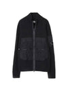 Lambswool Mixed Utility Zipped Knit Zip-Up Jacket Black - CP COMPANY - BALAAN 1