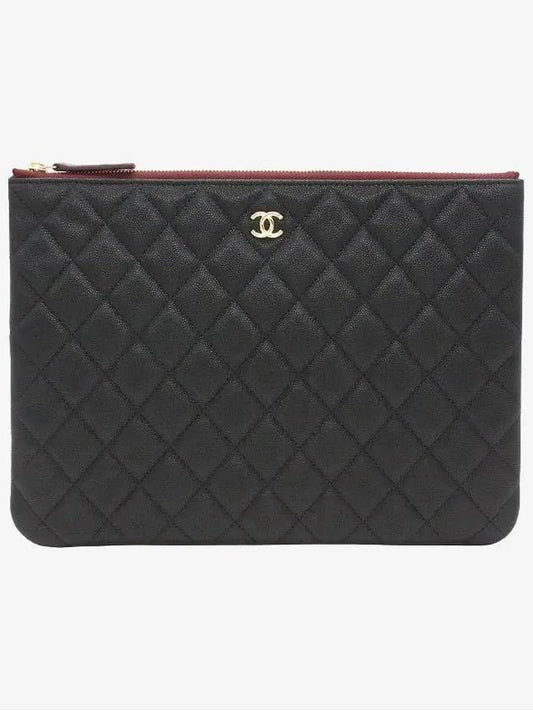 Medium Classic Clutch Bag Caviar Leather & Gold Black - CHANEL - BALAAN 2