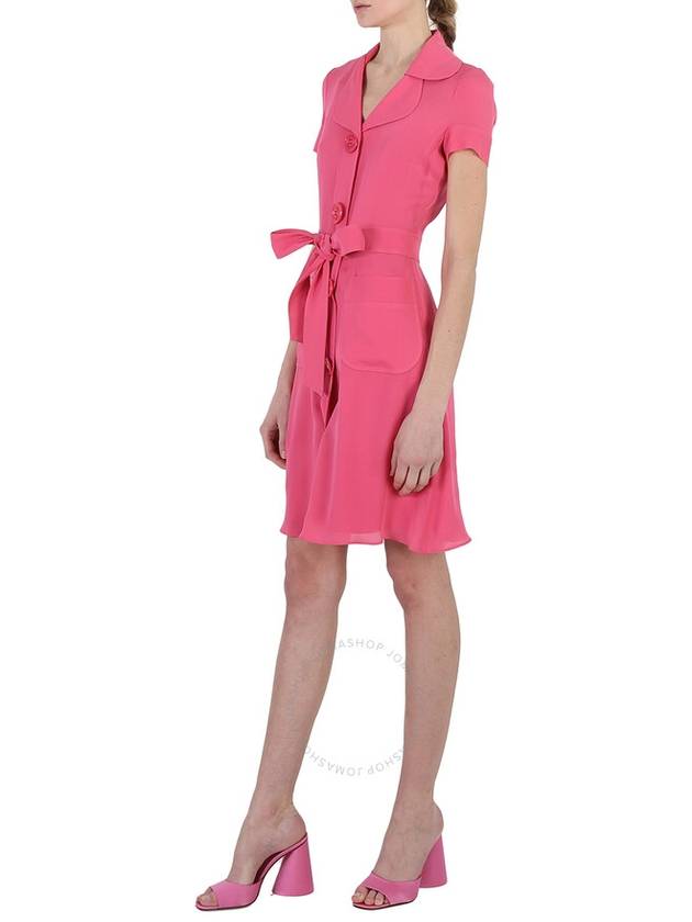 Women s Short Midi Dress Moschino Ladies Fuschia Silk Belted Shirt Brand Size 40 US 6 - MOSCHINO - BALAAN 4