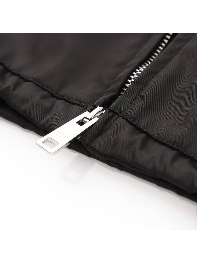 Triangle Logo Re-Nylon Zip Up Jacket Black - PRADA - BALAAN 9